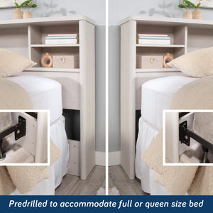 Full/Queen Bookcase Headboard with Adjustable Shelves – Glacier Oak