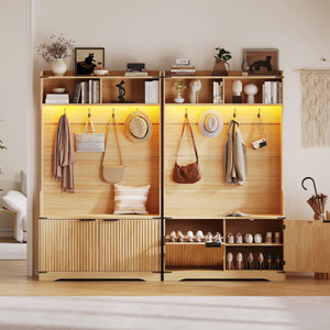 Farmhouse Hall Tree with Bench & Shoe Storage