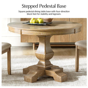 42-Inch Round Farmhouse Dining Table with Pedestal Base — Seats 4
