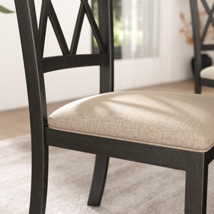 Cross-Back Fabric Upholstered Dining Chair Set of 2