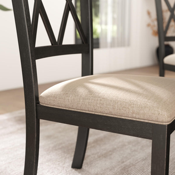 Cross-Back Fabric Upholstered Dining Chair Set of 2