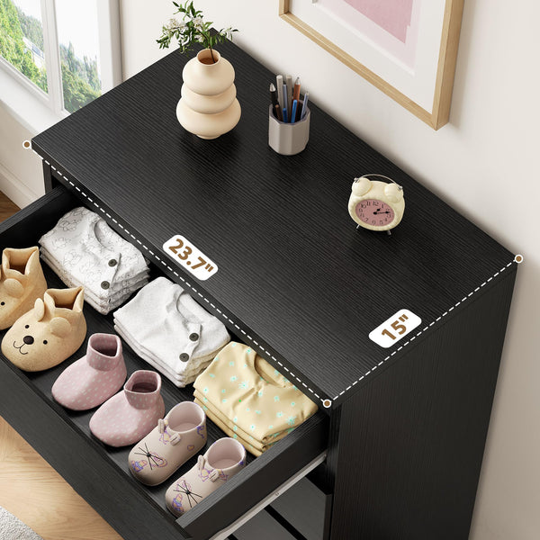 5-Drawer Dresser with Storage – Black