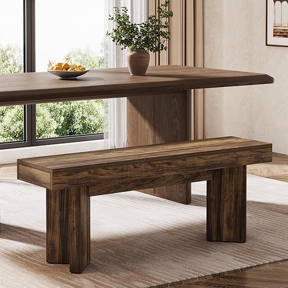 47" Farmhouse Wooden Dining Bench