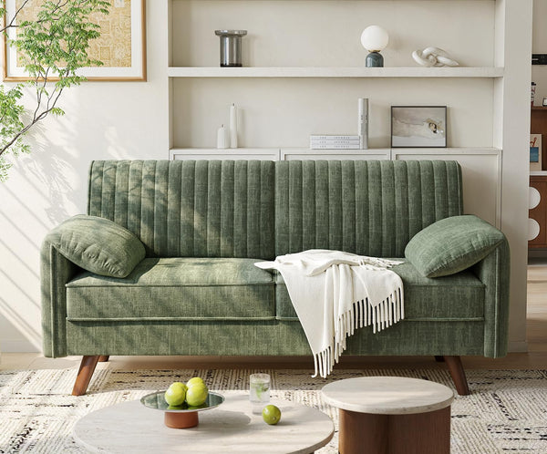 Chenille Loveseat Sofa with Padded Arms – 64.5" Modern Couch for Living Room
