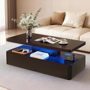 LED Coffee Table with Storage & Color Lights