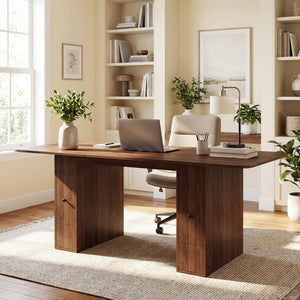 Extendable Dining Table 63–79 Inch with Drawers and Removable Leaf