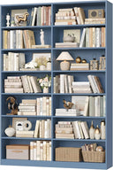7-Tier Dual-Row Bookshelf with 14 Open Shelves