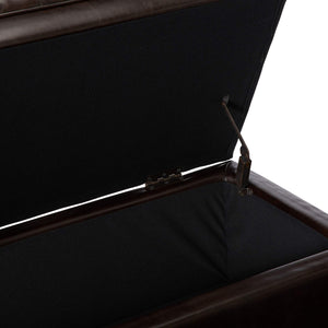 Round PU Storage Ottoman with Birch Legs