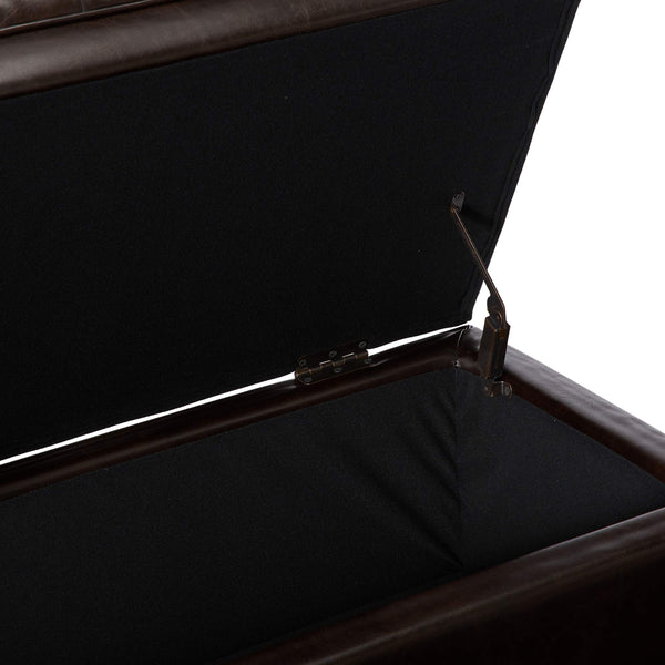 Round PU Storage Ottoman with Birch Legs