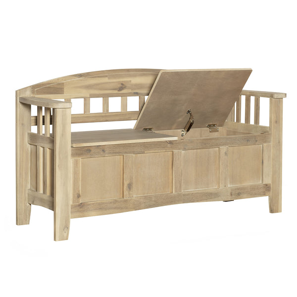 Acacia Wood Storage Bench with Split Seat