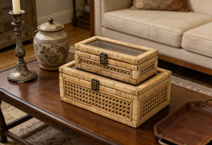 Rattan Decorative Box with Lid – Set of 2