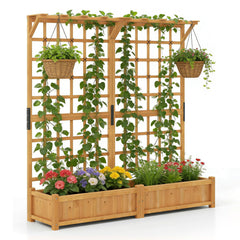 72-Inch Raised Garden Bed with Trellis, Hanging Roof & Lattice Panel