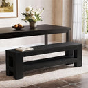 59" Wooden Dining Bench with Storage Shelf