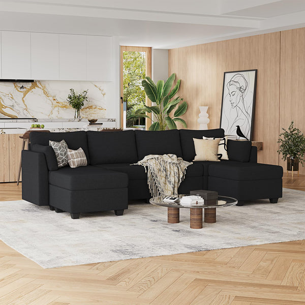6-Seat Modular Sectional Sofa with Storage & Memory Foam