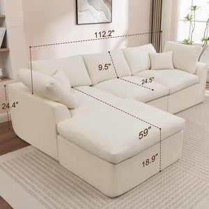 Modular L-Shape Sectional Sofa with Ottoman & Deep Seats
