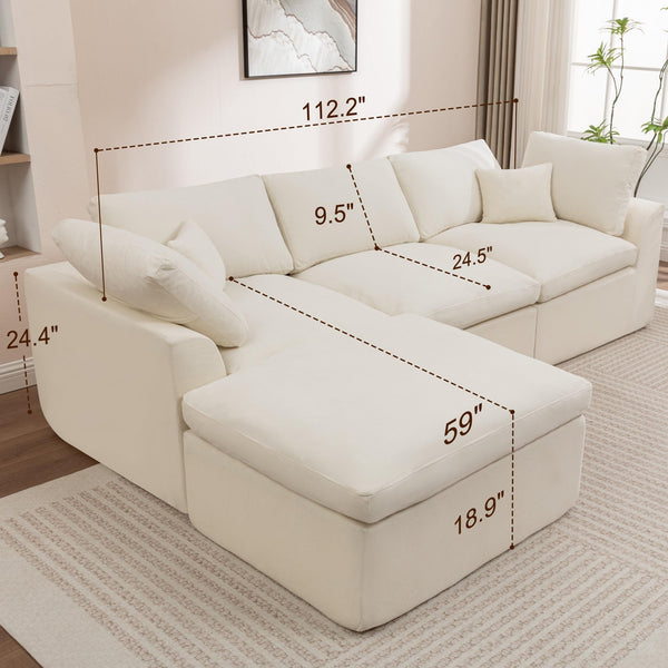 Modular L-Shape Sectional Sofa with Ottoman & Deep Seats