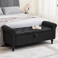 48" Tufted Storage Ottoman Bench with Rolled Arms