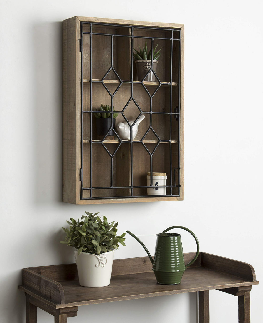 Decorative Wooden Wall Curio Cabinet with Iron Door