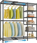 Expandable Freestanding Closet Rack with Shelves and Hanging Rods
