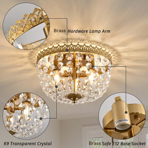 Crystal 3-Light Flush Mount Ceiling Chandelier