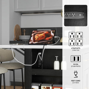 Kitchen Island with Drop Leaf & Power Outlet