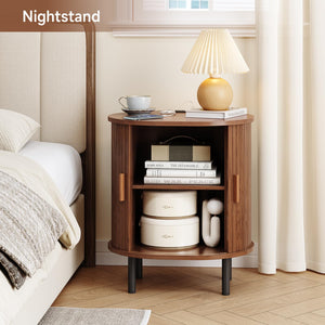 Fluted End Table with Storage & Charging Station