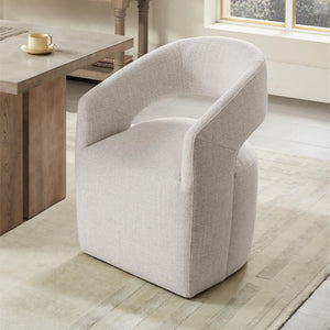 Upholstered Rolling Dining Chairs with Casters