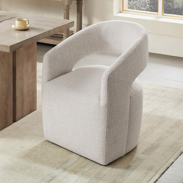 Upholstered Rolling Dining Chairs with Casters