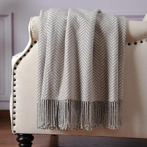Silk Throw Blanket with Hand-Knotted Fringe