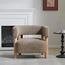 Low Profile Boucle Accent Chair with Round Backrest