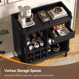 Mid-Century Modern Bar Cabinet with Charging Station