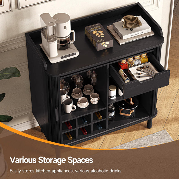 Mid-Century Modern Bar Cabinet with Charging Station