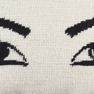 Wool Needlepoint Throw Pillow – Eyes Design, Natural