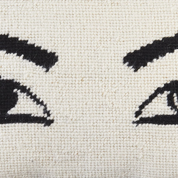 Wool Needlepoint Throw Pillow – Eyes Design, Natural