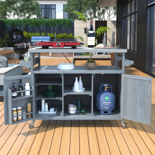 Rolling Outdoor Grill Cart with Storage