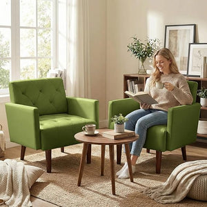 PU Leather Tufted Accent Armchair