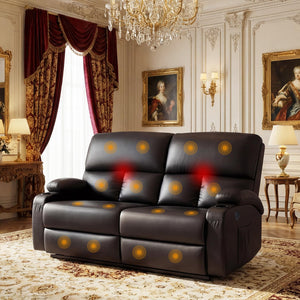 2-Seater Massage Recliner Loveseat with Heat & USB