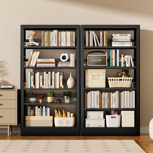 5-Tier Metal Bookcase with Adjustable Shelves
