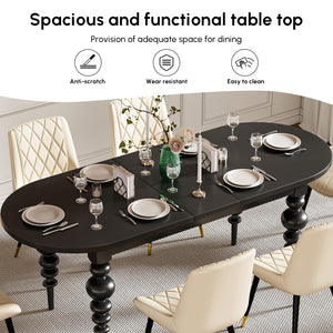 Oval Extendable Dining Table 67–79 Inch | Seats 4–8 | Black MDF