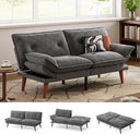 Convertible Futon Sofa Bed with Adjustable Backrest & Armrest