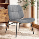 Mid-Century Modern Armless Accent Chair, Chenille Upholstered, Bentwood Frame