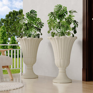 Tall Planters for Outdoor Plants Set of 2 with Drainage Holes