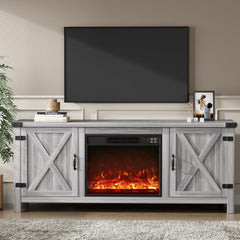 58" Electric Fireplace TV Stand with Barn Doors