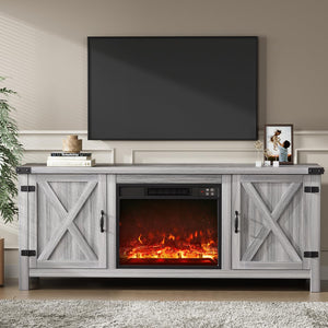 58" Electric Fireplace TV Stand with Barn Doors