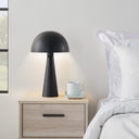 Mushroom Table Lamp 16" | Matte Black Metal Accent Light