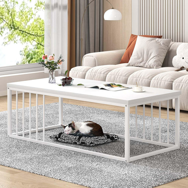 Modern Industrial Coffee Table with Metal Frame