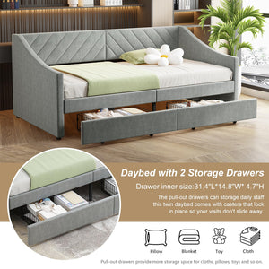 Twin Upholstered Daybed with Storage Drawers