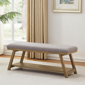 45" Upholstered Storage Bench with Shoe Rack