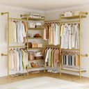 Wall Mounted Industrial Pipe Clothing Rack with 6 Rods & 8 Shelves