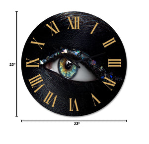 Round Aluminum Decorative Wall Clock – Woman Eyes Multi-Color Print